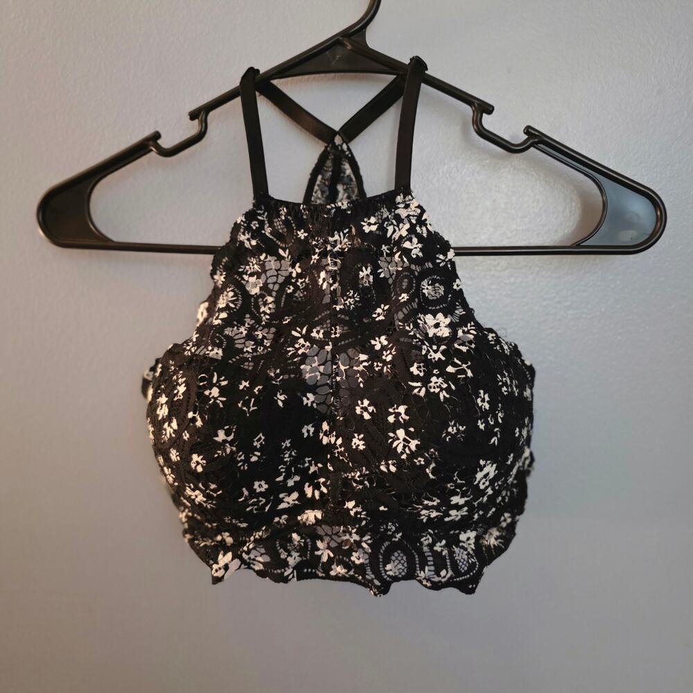 Victoria Secret halter style bra. Y2K, lace, floral design. Size Small.